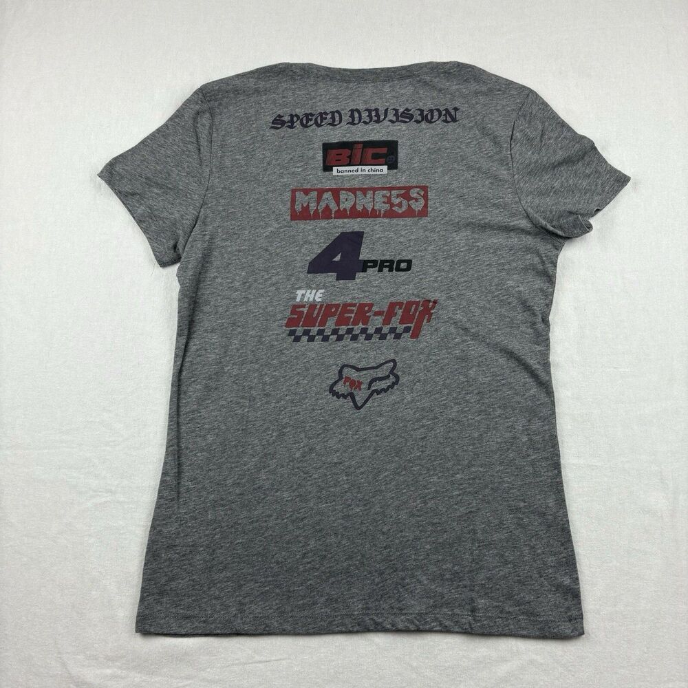 Fox Racing Super Fox Speed Division V Neck Shirt Short Sleeve Womens S Gray NWT